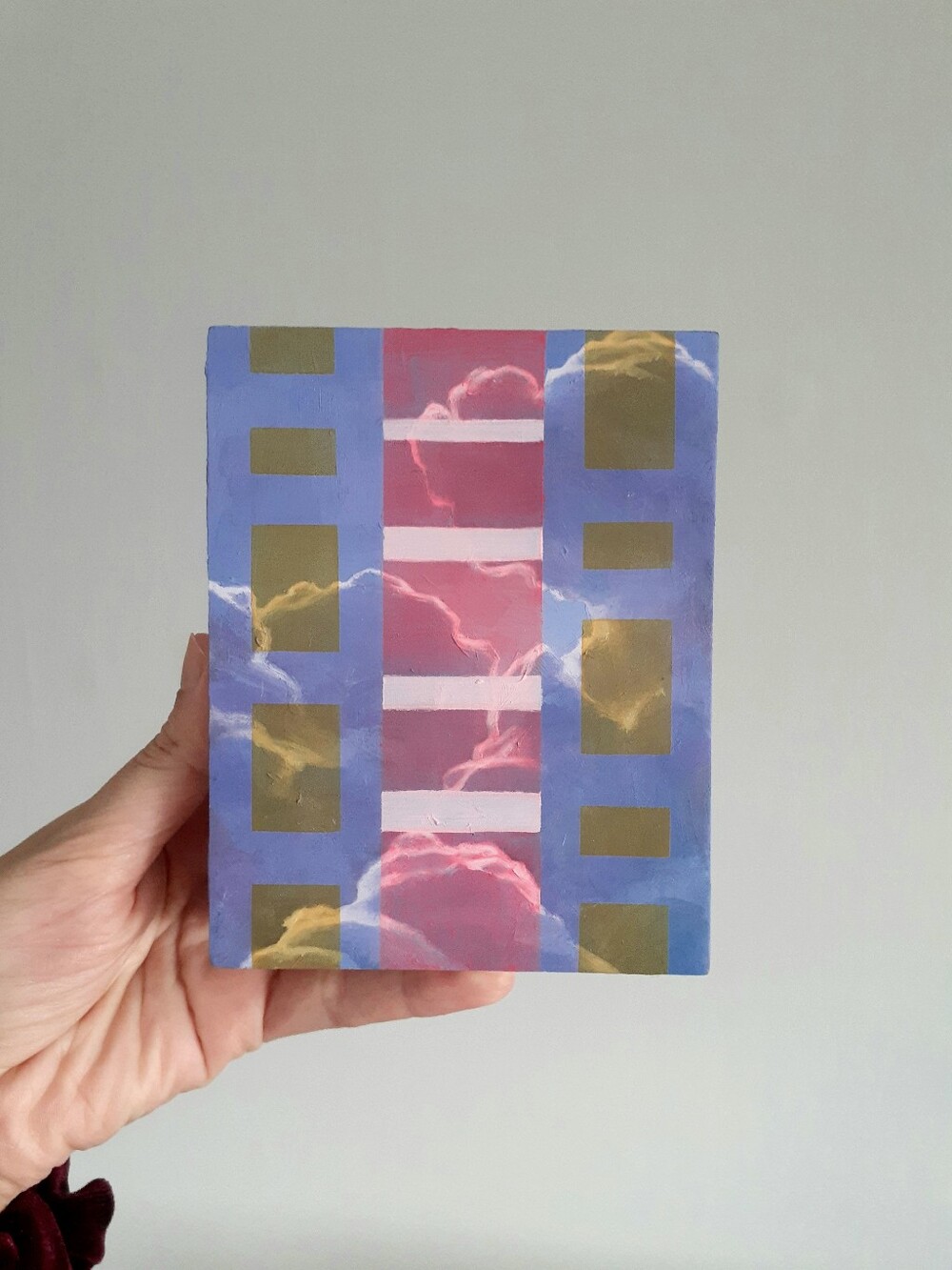 Cloud Painting, Oil On Panel (Pink, Purple, Gold)